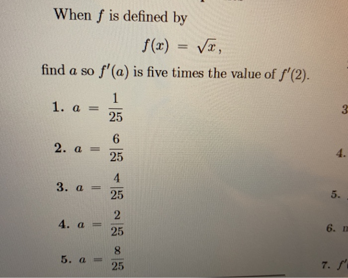 Solved When F Is Defined By F Vi Find A So F A Is Chegg Com