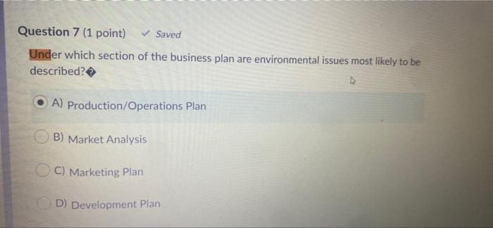 which section of the business plan identifies a target market quizlet