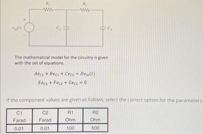 Solved The Mathematical Model For The Circuitry Is Given | Chegg.com