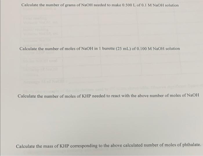 Solved Calculate the number of grams of NaOH needed to make | Chegg.com