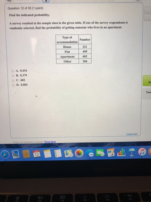 Solved Question 12 of 35 (1 point) Find the indicated | Chegg.com