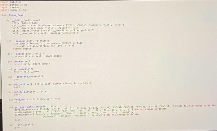 Solved The public method delete_post allows the user to | Chegg.com
