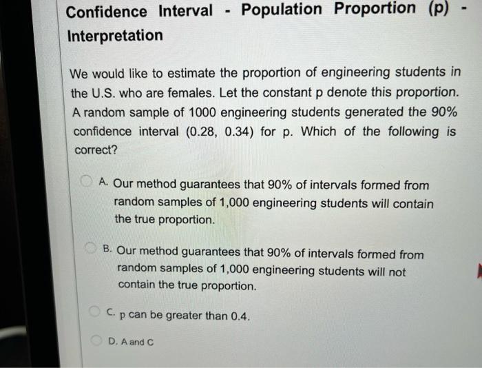 Solved Confidence Interval Population Proportion