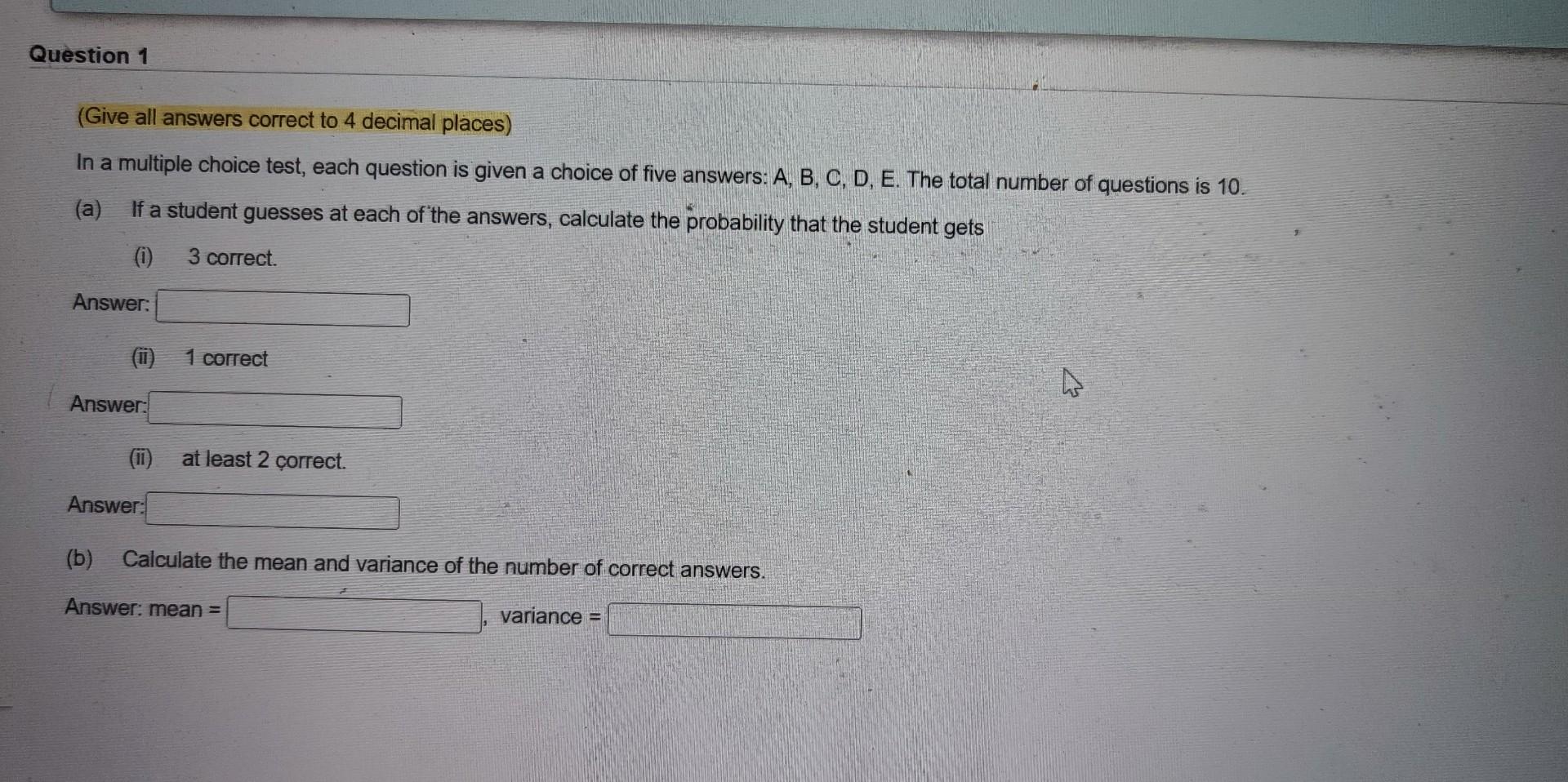 Correct Answer On A Test