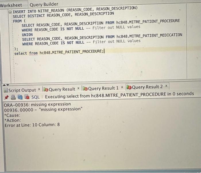 Solved lorksheet Query Builder INSERT INTO NITRE_REASON | Chegg.com