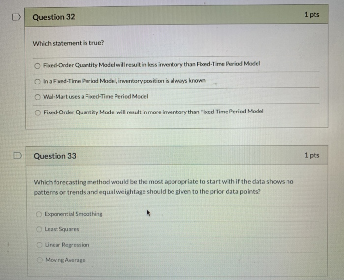 Solved Question 30 1 pts What are the best options for | Chegg.com