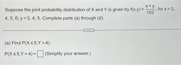 Solved Suppose the joint probability distribution of X and Y | Chegg.com