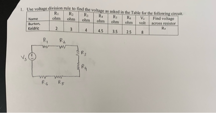 Solved 1. Use voltage division rule to fin ee voltage | Chegg.com