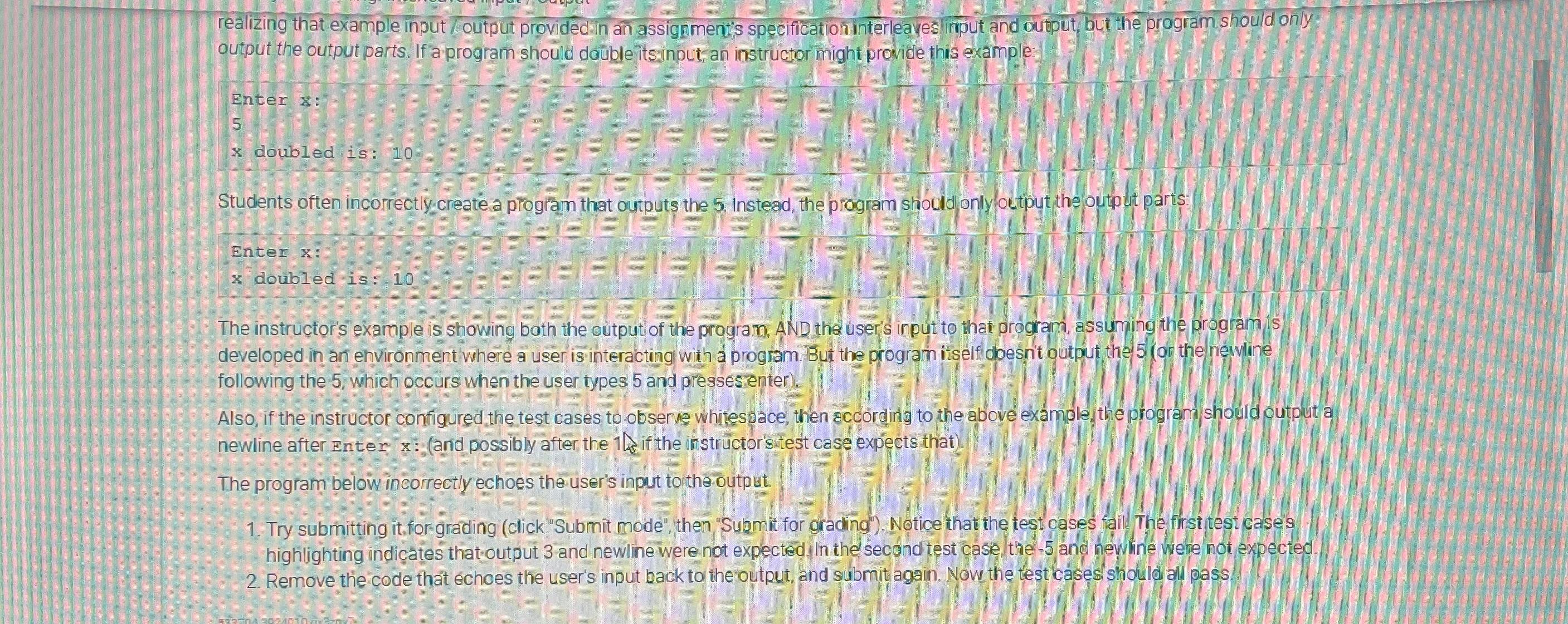 Solved realizing that example input / ﻿output provided in an | Chegg.com