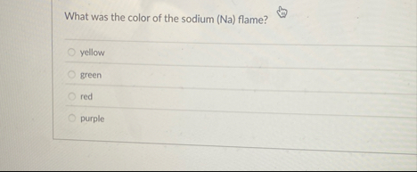 Solved What was the color of the sodium (Na) | Chegg.com
