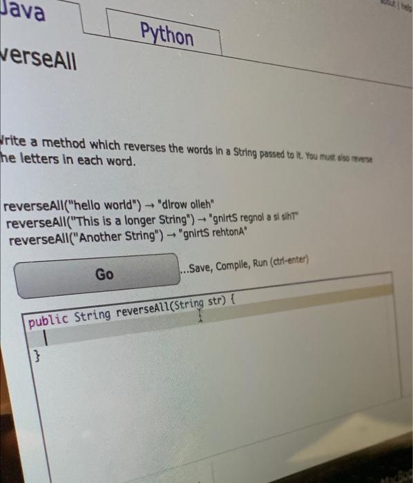 Solved Dava Python verseAll Write a method which reverses | Chegg.com
