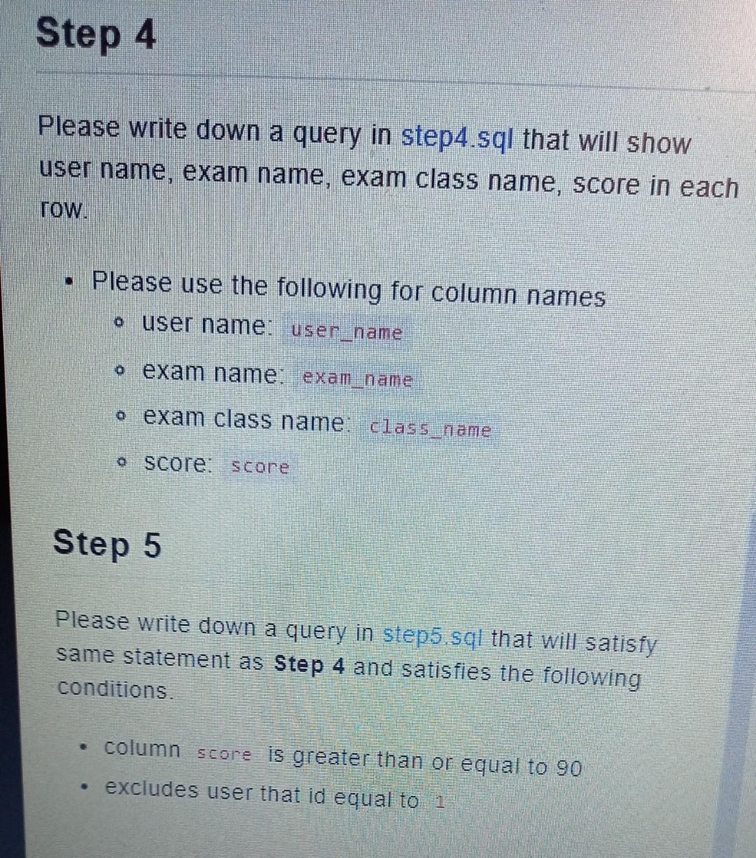 We have four tables. users, classes, exams, scores. | Chegg.com