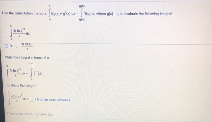 Solved B Use The Substitution Formula 19 X G X Dx Chegg Com