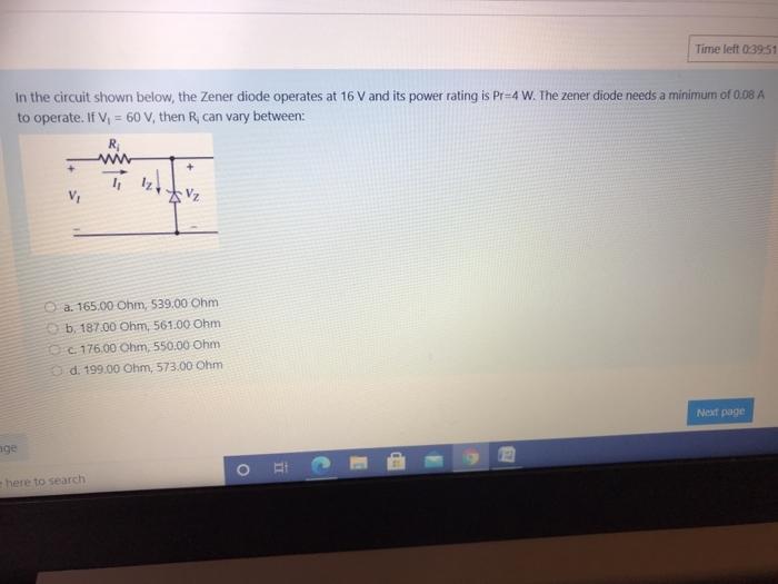 Solved Time left 039.51 In the circuit shown below, the | Chegg.com