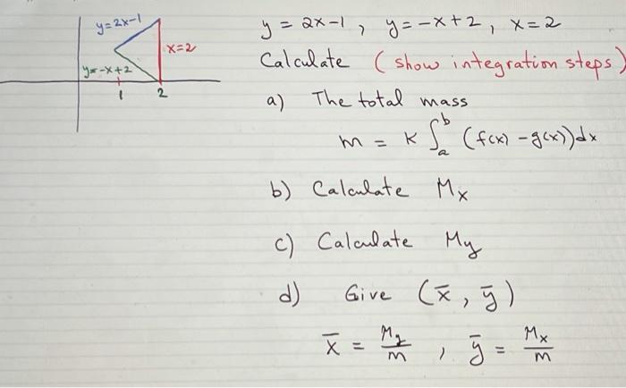 Solved Y 2x 1 X 2 Y X 2 Y 2x 1 Y X 2 X 2 Calculate Chegg Com