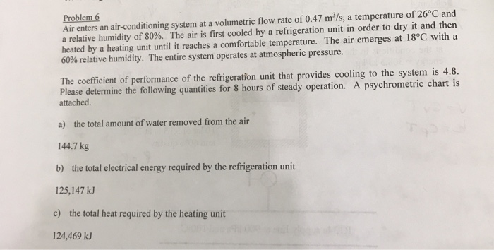 Problem 6 Air enters an air-conditioning system at a | Chegg.com