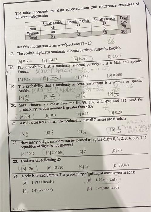 Solved Choose the correct answer for the following | Chegg.com