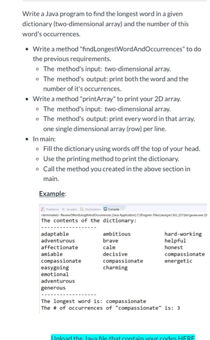 Solved its java and output should be like an example.please | Chegg.com