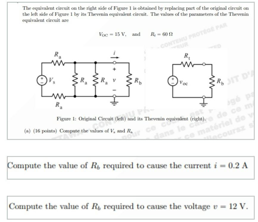 Solved The equivalent circuit on the right side of Figure 1 | Chegg.com