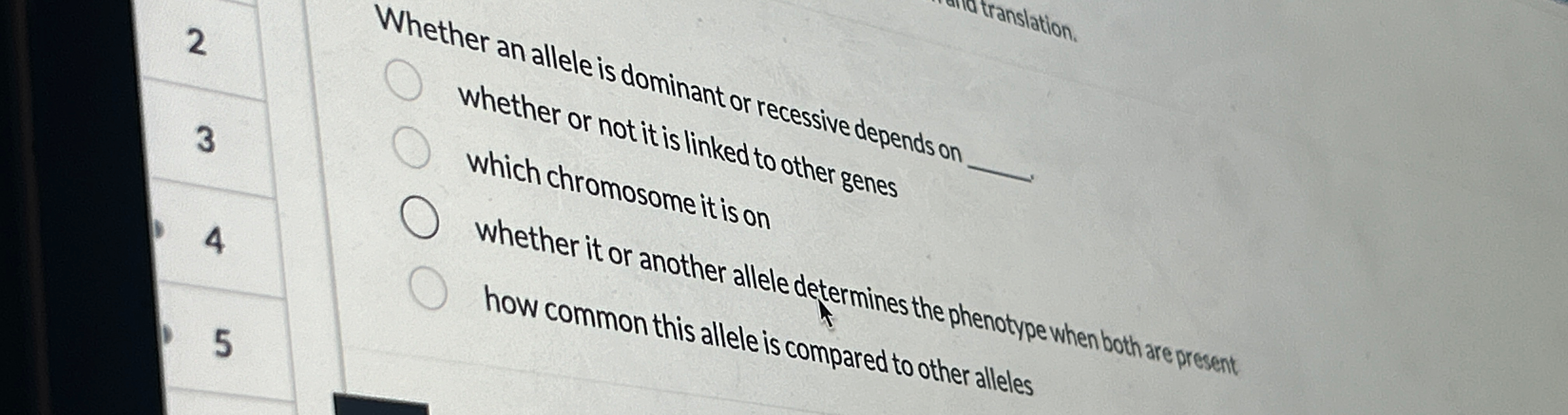 Solved 2Whether an allele is dominant or recessive depends | Chegg.com