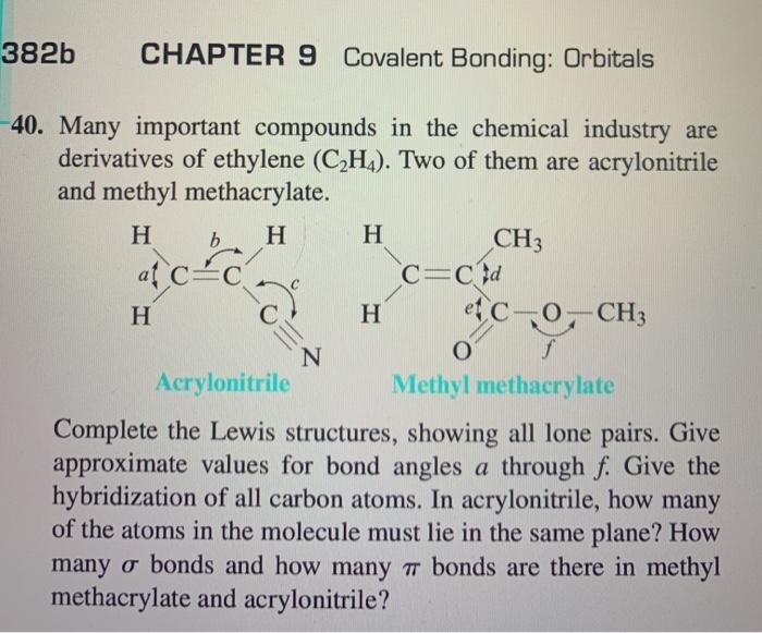 Solved 382b CHAPTER 9 Covalent Bonding Orbitals 40. Many Chegg