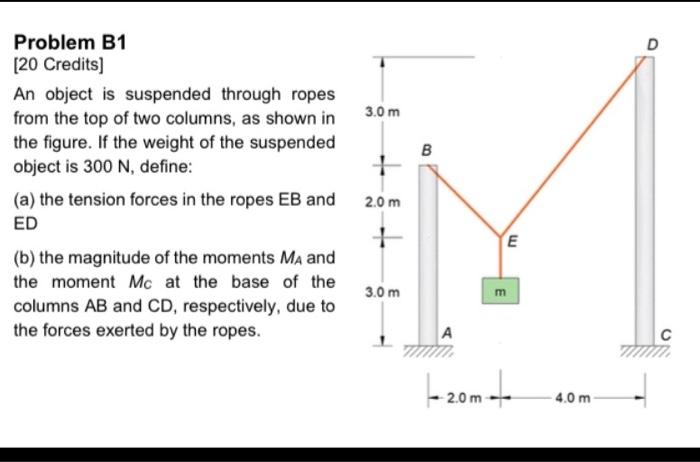 Solved D 3.0 m B Problem B1 [20 Credits) An object is | Chegg.com