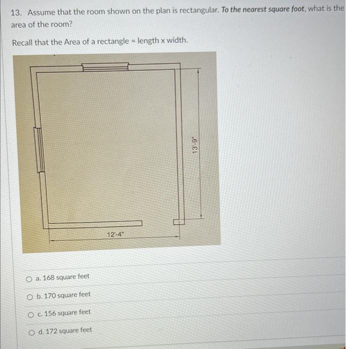 Solved 13. Assume that the room shown on the plan is | Chegg.com