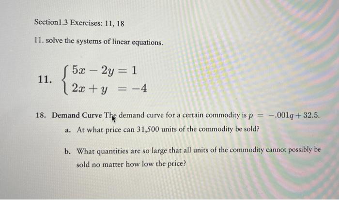 Solved 11. solve the systems of linear equations. 11. | Chegg.com