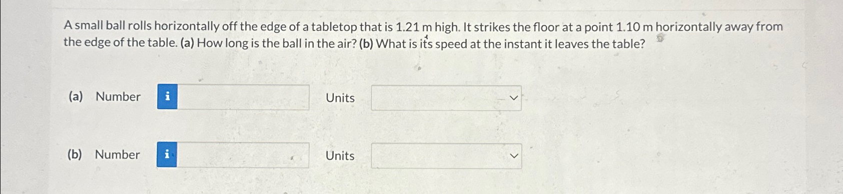 Solved A small ball rolls horizontally off the edge of a | Chegg.com