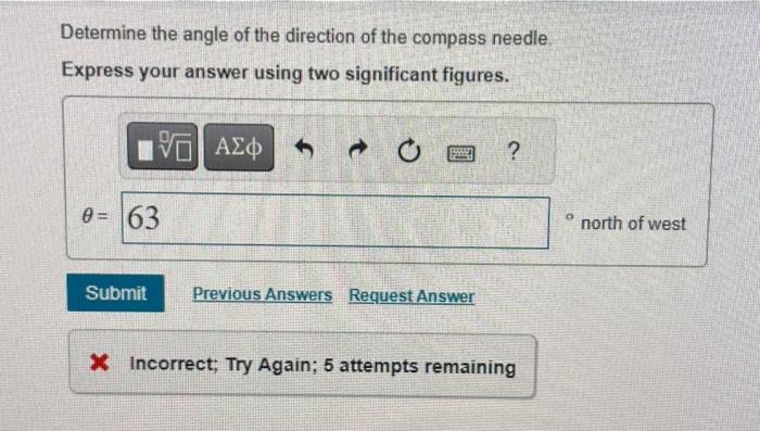 Solved A horizontal compass is placed 11 cm due south from a | Chegg.com