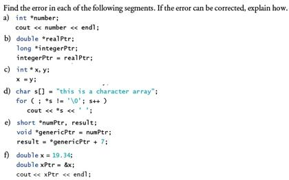 Solved Find the error in each of the following segments. If | Chegg.com
