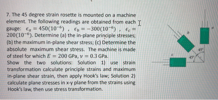 Solved 45 7. The 45 degree strain rosette is mounted on a | Chegg.com