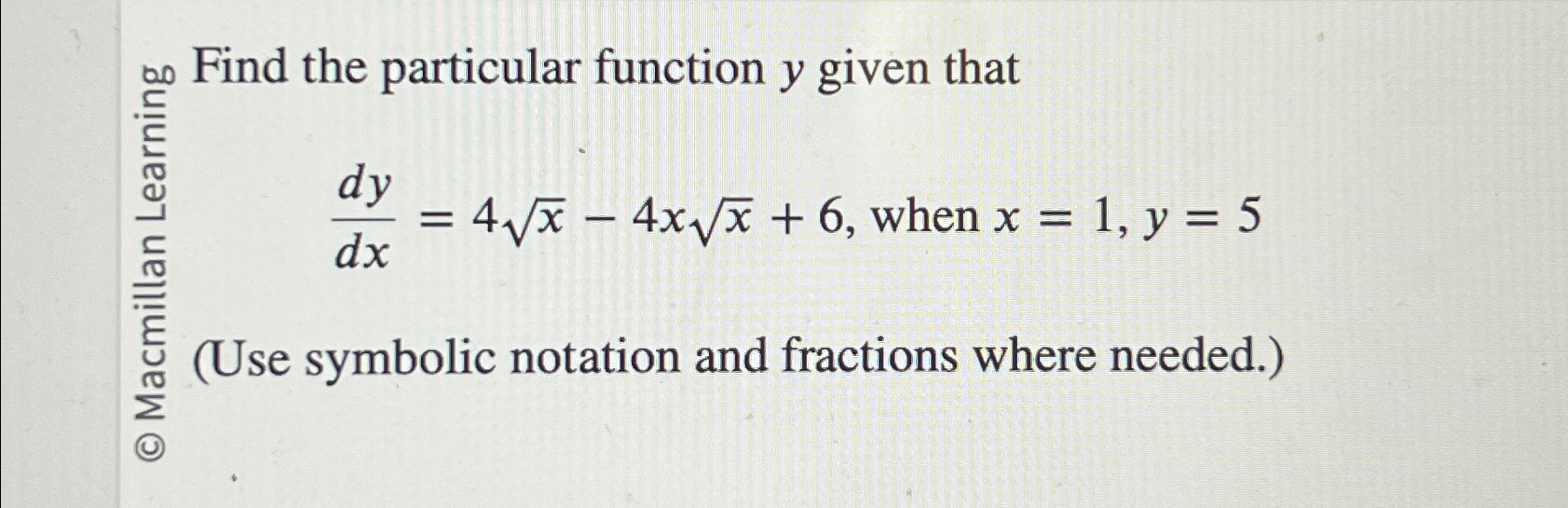 Solved ?6 ﻿Find the particular function y ﻿given | Chegg.com