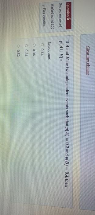 Solved Clear my choice Question 6 Not yet answered Marked | Chegg.com