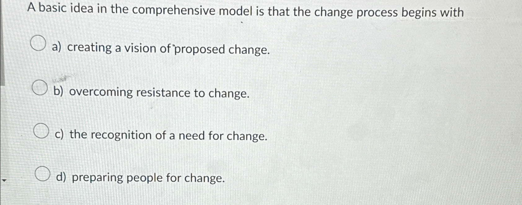 Solved A basic idea in the comprehensive model is that the | Chegg.com