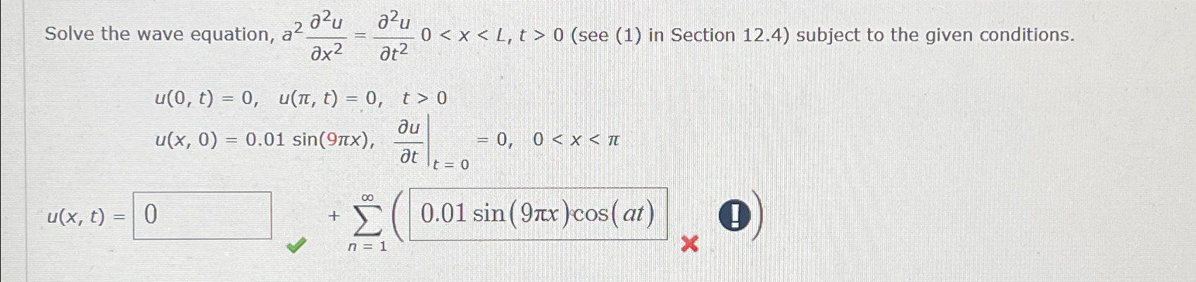 Solved Solve the wave equation, | Chegg.com