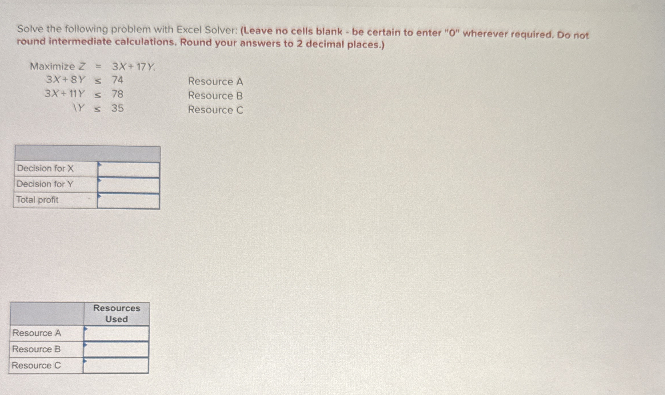 Solved Solve the following problem with Excel Solver: (Leave | Chegg.com