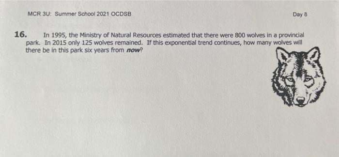 Solved MCR 3U Summer School 2021 OCDSB Day 8 16 In 1995 Chegg
