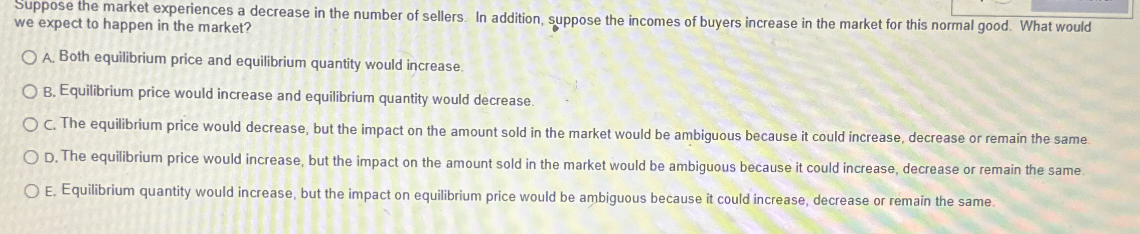 Solved Suppose the market experiences a decrease in the | Chegg.com