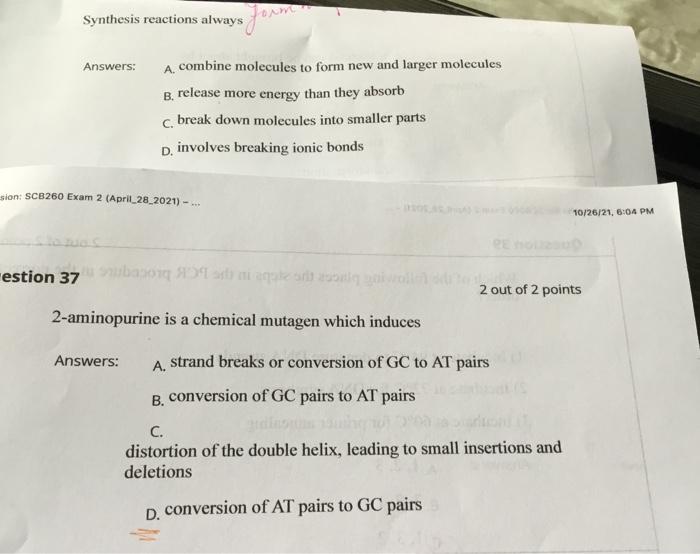 Solved Synthesis Reactions Always From Answers M A Combine Chegg Com