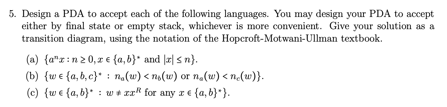 Solved Design A PDA To Accept Each Of The Following | Chegg.com