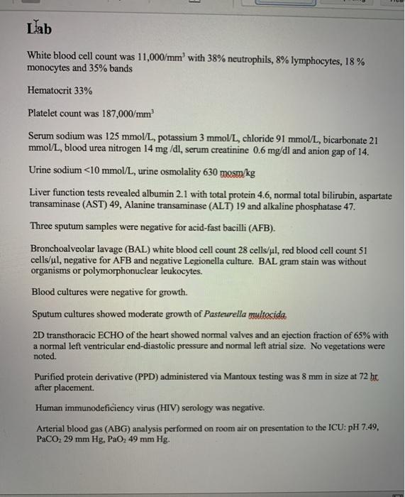 Solved History I A 60-year-old man presented to the | Chegg.com