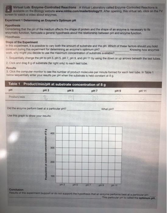 Virtual Lab EnzymeControlled Reactions A Virtual