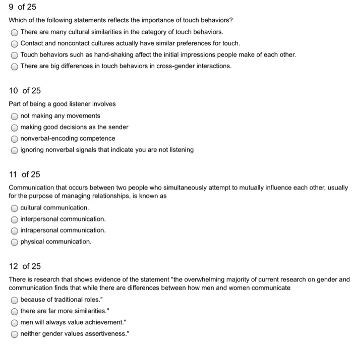 Solved 9 Of 25 Which Of The Following Statements Reflects | Chegg.com