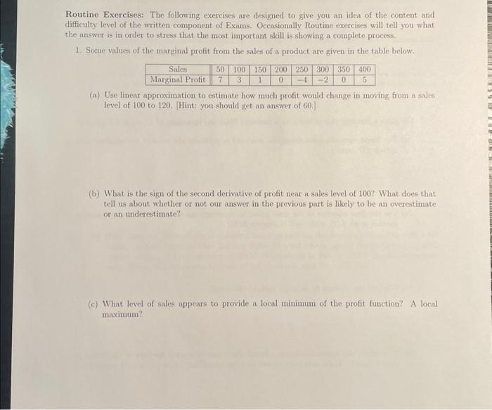 Solved Routine Exercises: The following exercises are | Chegg.com