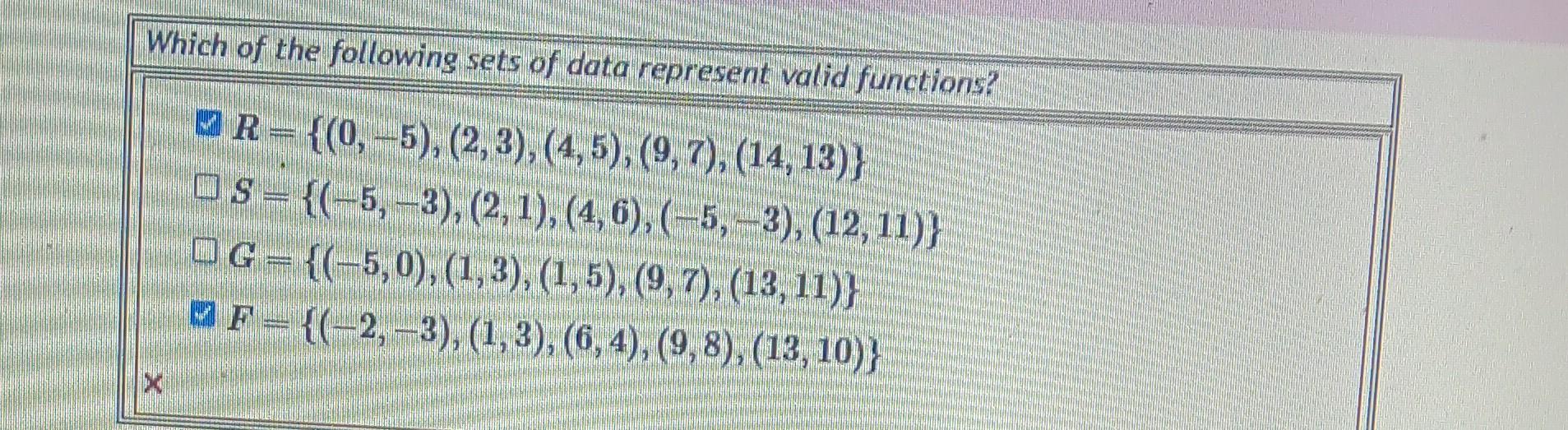 Solved ich of the following sets of data represent valid | Chegg.com