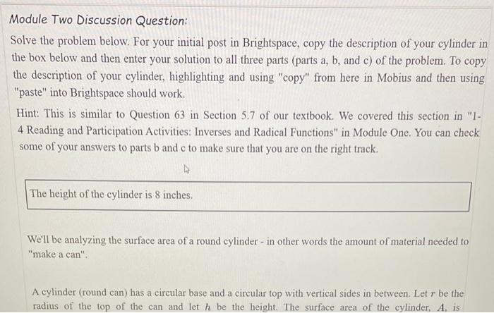 Solved Module Two Discussion Question: Solve The Problem | Chegg.com