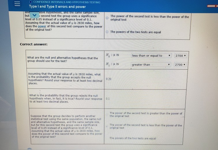 Solved O CONFIDENCE INTERVALS AND HYPOTHESIS TESTING Type I | Chegg.com