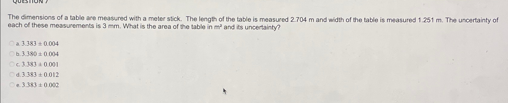 Solved The dimensions of a table are measured with a meter | Chegg.com