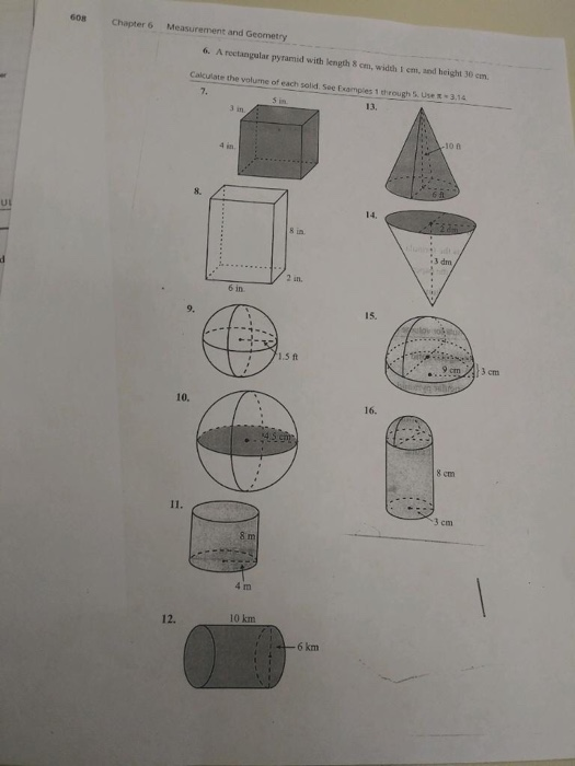 Solved 608 Chapter 6 Measurement and Geometry 6. A | Chegg.com